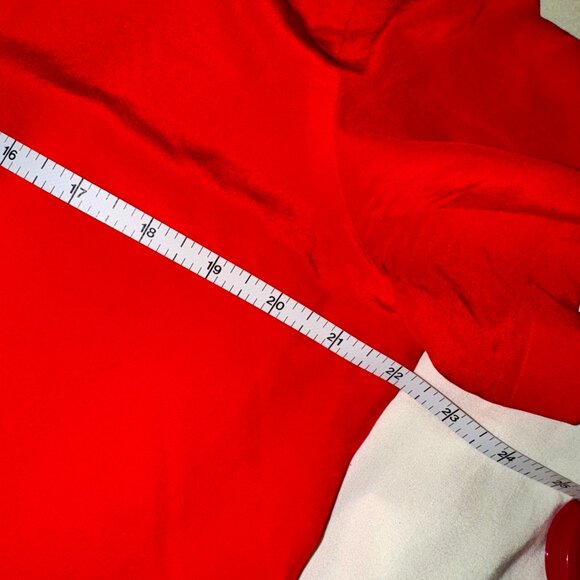Vintage Charter Club 100% Silk Blouse Red Size 14 | Button-Back Classic Holiday - Picture 9 of 14